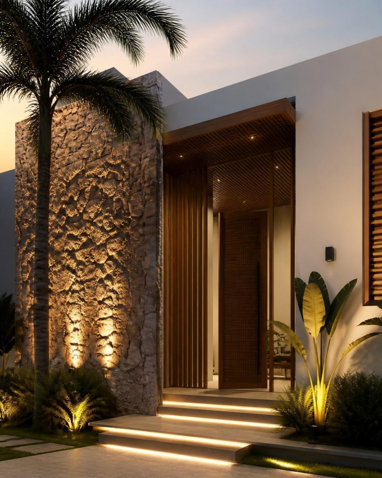Entrance of a contemporary villa built by Karaga Property Services